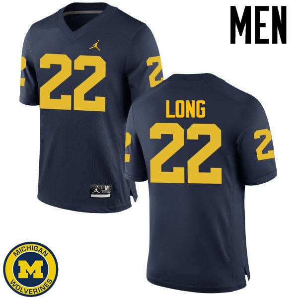 Men Michigan Wolverines #22 David Long Navy Alumni Jersey